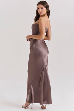 Olivia - Elegant Satin Strapless Maxi Dress