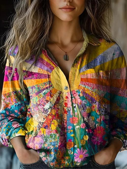 Amelia - Sunrise Floral Patchwork Blouse