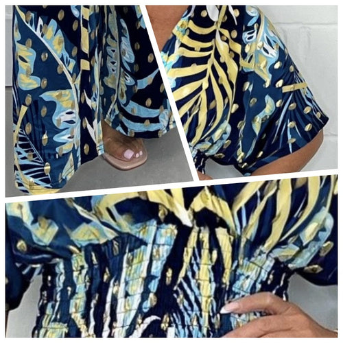 Nataly™ - Tropical Leaf Print Jumpsuit