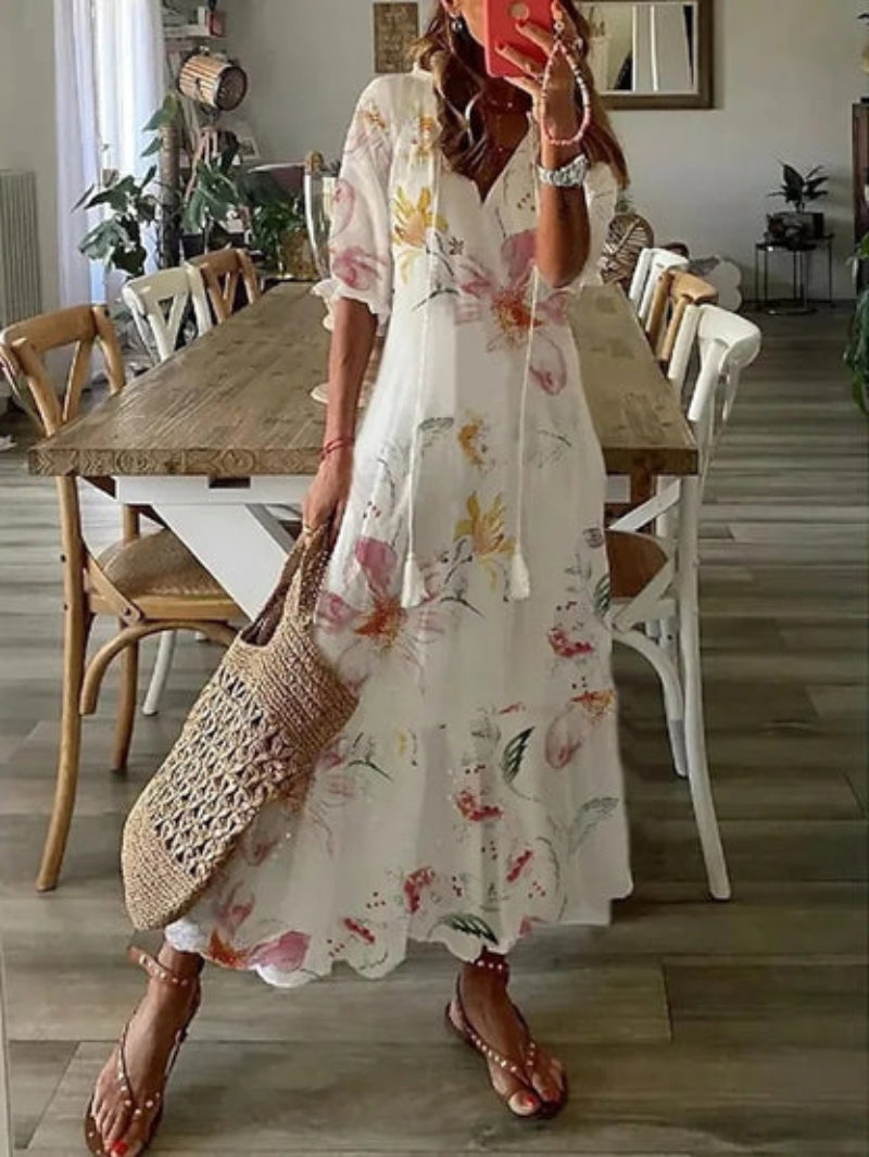 Sophie - Boho Vintage V-Neck Summer Dress